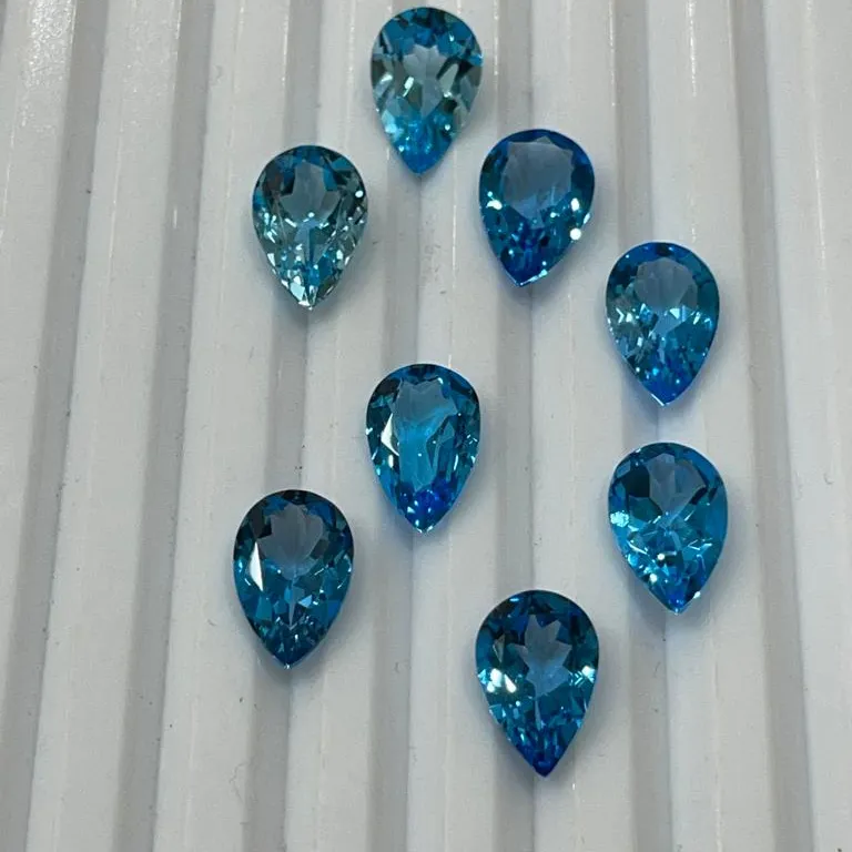 Швейцарский голубой топаз, свободные камни, грушевой огранки, калиброванный Швейцарский синий топаз, драгоценные камни, натуральный камень, добытый на земле, ручной работы
