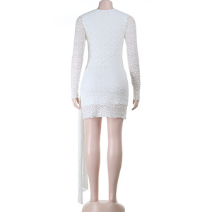 Vestido Sexy de Encaje <span class=keywords><strong>Blanco</strong></span> con Cuello Redondo, Manga Larga, Ajustado, Mini Falda, Elegante, Informal, para Mujer, Producto en Tendencia 2026 - Product Image 3