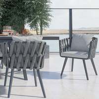 Meubles de jardin 7 pièces Table et chaises Ensemble de table extensible en céramique Fauteuil tissé Mobilier d'extérieur en aluminium Ensemble de salle à manger