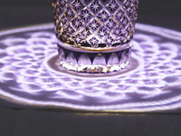 2PCS Gobelet en verre à whisky coloré étoiles coupées à la main pour la maison et les décorations de mariage Verrerie violette et verte