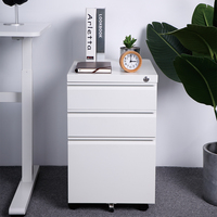 CAB01-1-archivador móvil de 3 cajones con ruedas, con cerradura debajo del escritorio, oficina, hogar, organizador de archivos