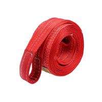 Sangle de levage en polyester de 5 tonnes, rouge, à œillets, plate, pour la construction, la remise en état, la manutention de charges lourdes en entrepôt et la levée de cargaisons par grue