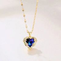 Collier à chaîne à maillons en acier inoxydable pour femmes, pendentif en forme de cœur en cristal multicolore, plaqué or, accessoire de mode tendance