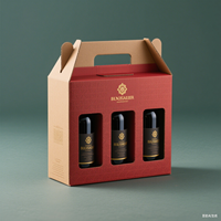 Boîte d'expédition en carton ondulé de luxe personnalisée pour bouteille de vin, avec doublure en mousse et gaufrage, boîte rigide à poignée