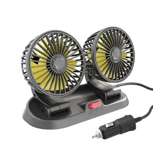 Dc Mini Small Rotatable Car Cooling Fan Universal Dual Head Rotatable Stand Car Fans 12V 24V Usb Free Spare Parts Double Fan 360