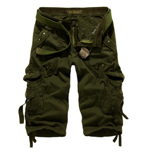<strong>Wholesale</strong> <strong>Taobao</strong> Korean Style Men's Casual Seven-Point Cargo Shorts Mid Loose Cotton Solid Multi-Pocket Washed Button Zipper Fly - Product Image 4
