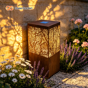 Lámpara Solar de Jardín Moderna para Exteriores, Personalizada, Impermeable, de Acero Corten, con Recorte Rectangular, para Caminos y Paisajes - Product Image 4