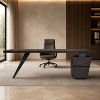 Bureau de direction moderne en bois d'ingénierie fumé avec tiroir de rangement pour bureau à domicile ou hôtel