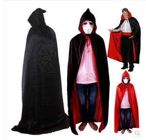 Disfraces de <span class=keywords><strong>Halloween</strong></span> para hombres y mujeres adultos chupar sangre monstruo rojo y negro doble capa cuello alto vestido de capa para niños - Product Image 2