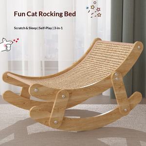 Sillón mecedora de lujo grande de sisal natural para gatos y rascador con hamaca reclinable integrada - No suelta fibra en verano - Product Image 5
