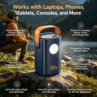 Batterie externe 60000mAh 100W PD à charge rapide avec 5 sorties et lumière LED, compatible avec les ordinateurs portables, les téléphones, les tablettes et les consoles