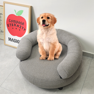 Sofá cama moderno y moderno para perros, almohada desmontable con soporte para el cuello, entrada abierta, funda de lino resistente a los arañazos, ortopédica y transpirable - Product Image 1