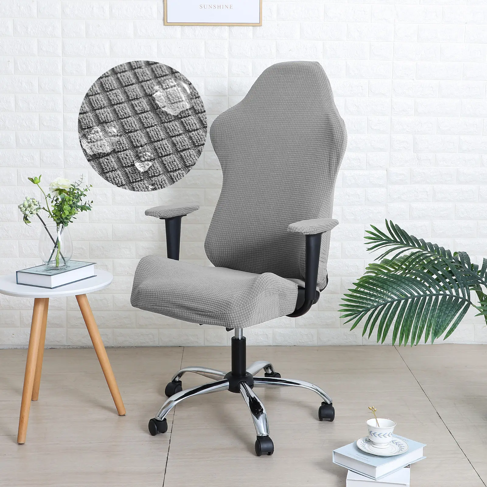 Hot Chair Cover Pure Color Office Work Swivel Chair Seat Stretchy Slipcover 1Set 