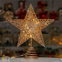 Leuchtender Handgefertigter Fünfzackiger Stern Baumspitzen-Dekoration PVC LED Blinkende Stern-Lichtbox Weihnachtsbaum-Ornamente