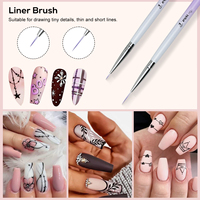 Fournitures pour ongles : Ensemble de 7 pinceaux à ongles en acrylique (Liner, Flat, Filbert) avec manche en acrylique dégradé violet et blanc, pour salon de manucure
