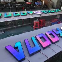 Enseigne en lettres lumineuses frontales en acier inoxydable RGB programmable sur mesure, logo lumineux LED pour la décoration murale de café, bar, restaurant