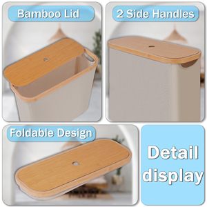Foldable Toilet Paper <b>Storage</b> <b>Basket</b> <b>for</b> 12 Rolls Waterproof <b>Bathroom</b> Organizer with Bamboo Lid - Product Image 4