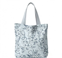 Sac fourre-tout réutilisable et pliable en polyester pour femme, motif floral et stéthoscope