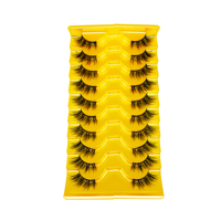 Faux cils en gros, effet naturel, style œil de chat, 3D, volume naturel, demi-cils, lot de 10 paires, maquillage beauté sans cruauté animale