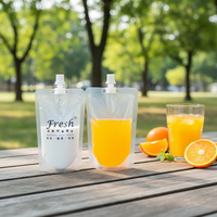 Pochettes à bec verseur personnalisées imprimées, rechargeables, en plastique transparent, pour jus, boissons, aliments pour bébés, faible MOQ 10 pièces