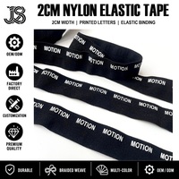 Bande élastique enduite imperméable personnalisée de 20 mm en polyester/coton avec logo imprimé, ruban de bordure pour vêtements, vente en gros