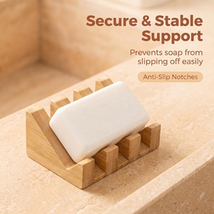 Portasapone in bambù naturale con drenaggio inclinato, antiscivolo, a cascata, salva-sapone per bagno, doccia, <span class=keywords><strong>lavabo</strong></span> - Product Image 1