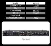 Console audio professionnelle OEM QU12 à double DSP, 12 canaux, mixeur analogique en rack, Bluetooth, affichage LED de niveau indépendant, entrée SPLIT