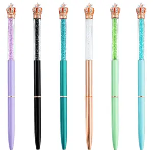Fancy Design Stationery Crystal Rhinestone Royal Crown Pens Metal Ballpoint Pen For Luxury Gift