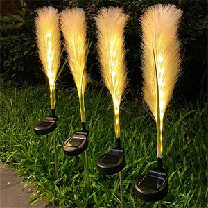 Lampe solaire artificielle pour décoration de jardin d'extérieur avec led de roseau pour pelouse, lumière branchée au sol, simulation d'oreille de roseau, <span class=keywords><strong>paille</strong></span> de riz - Product Image 1