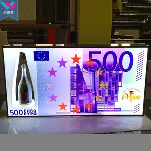 T-Worthy Rechargeable Acrylic Led Gorifier Display 500 Euro Bill Champagne Vip LED Bottle Presenter Display For Night Club