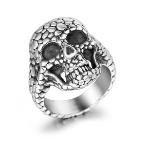 Pebble Skull <b>Ring</b> <b>Titanium</b> Steel Unisex Punk Jewelry Gift SA746 - Product Image 3