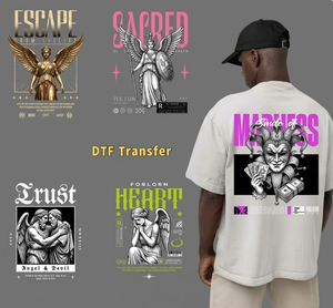 Film de transfert thermique premium avec plastisol et silicone pour streetwear, motifs écologiques chicano, tatouages, mains en prière, aigle - Product Image 2