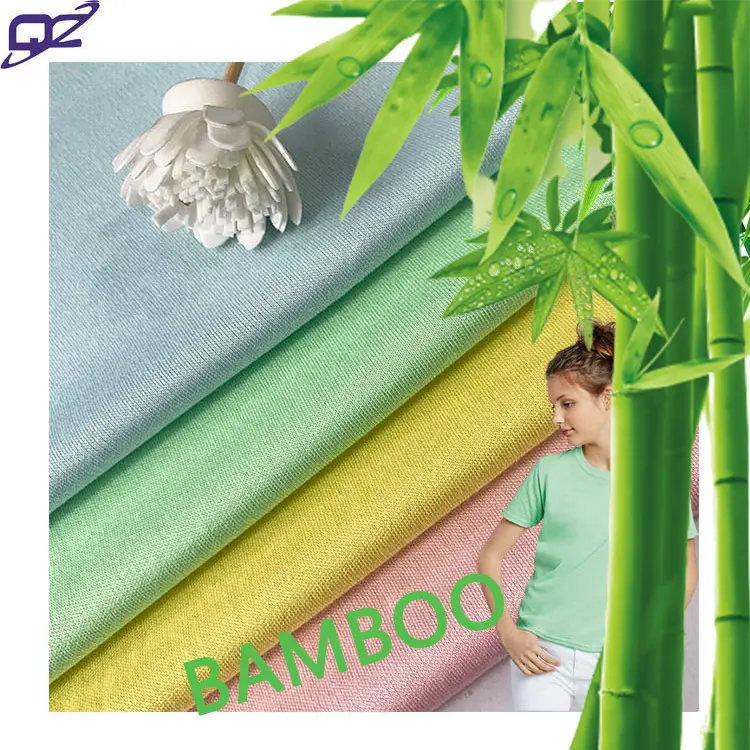 Eco-friendly custom color organic knit breathable soft feeling baby interlock bamboo fiber fabric for clothes