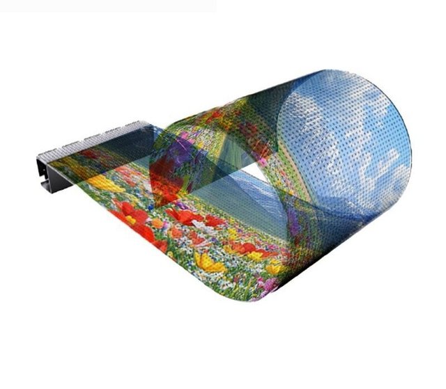 2026 Factory OEM LED Flexible Soft Transparent Screen Indoor Window Advertising Display Crystal Film with Black Cabinet