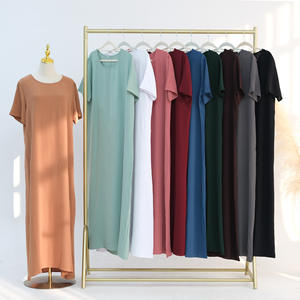 Nouvelle robe intérieure unie à manches courtes pour abaya, en soie glacée, style ethnique, pour femme, modeste - Product Image 1