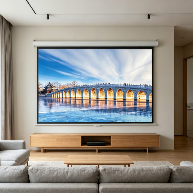 Durable Matte White 72" Manual Pull Down Projector Screen Slow Retract Projection Screen for Home Cinema Business