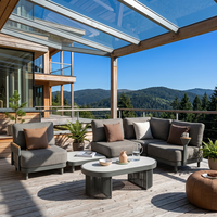 Meiqi Sugar Cube Modernes Outdoor/Indoor Ecksofa-Set Aluminiumlegierung-Rahmen PE-Rattan Langlebige Wasserfeste Möbel