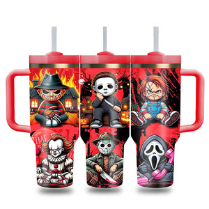 Vaso Térmico de Halloween con Diseño de Pesadilla Antes de Navidad, Taza de Café Aislada de 40oz, de Acero Inoxidable de Doble Pared con Asa - Product Image 3