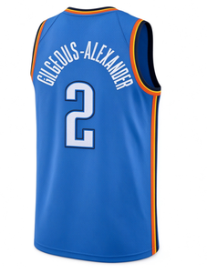 Oklahoma City Thunder # 2 Maillots de basket sans manches en polyester 100% à séchage rapide, imprimés par transfert thermique, Shai Gilgeous-Alexander - Product Image 4