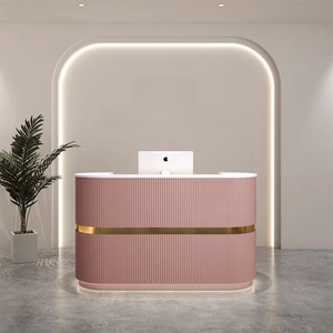 Luxury White Gold Salon Reception <b>Desk</b> Modern Cashier Counter for Nail Salon Beauty Salon Furniture - Product Image 2