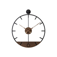 Jam Dinding Logam Nordik 50 cm, Cincin Besi Bulat, Jarum Analog, Dekorasi Rumah Modern untuk Ruang Tamu