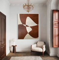Peinture à l'huile sur toile abstraite faite à la main, brun rougeâtre foncé, style Wabi-Sabi, décoration murale minimaliste médiévale, prête à accrocher