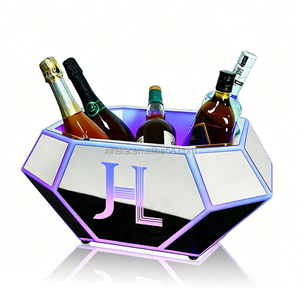 Seau à glace en acrylique en forme de bateau avec logo personnalisé OEM, LED RGB lumineuses, diamant, pour bar, KTV, club, fête, refroidisseur de boissons - Product Image 6