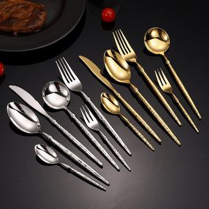 High-End Hammer Pattern Ballet Cutlery 304 Stainless Steel <b>Forks</b> and Spoons Flatware Sets for the Table - Product Image 1