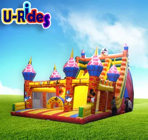 Commercial air jumping party Inflatabler slide combo bouncy inflatable castle bounce house jump with blower