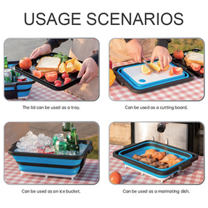 Anjuke BBQ chuẩn bị lưu vực Xô đá gấp lưu vực chuẩn bị thịt nướng với thớt và chức năng thoát nước - Product Image 3