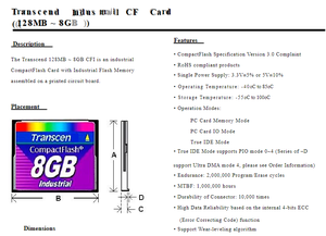 การ์ดอุตสาหกรรมสำหรับทรานเซนด์ 128MB 256MB 512MB 1GB 2GB 4GB 8GB การ์ดคอมแพคแฟลช การ์ด SLC - Product Image 3