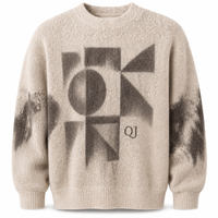 Pull en maille de haute qualité, à manches longues, à imprimé numérique personnalisé, en gros, pour créateurs, avec fourrure de mohair, style streetwear, marque privée