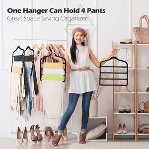 <strong>4</strong>-Fold Velvet Hangers Space-Saving Scarf &amp; Trouser <strong>Rack</strong> for Household Dress Shop Hotel Kitchen for Travel Clothes Tools Storage - Product Image 3