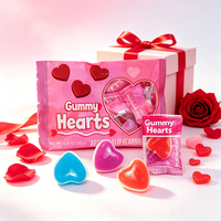 Halal gemengde kleuren hartvormige gummy snoepjes fruit smaak gummy harten individueel verpakt Valentijnsdag kindersnoepjes
